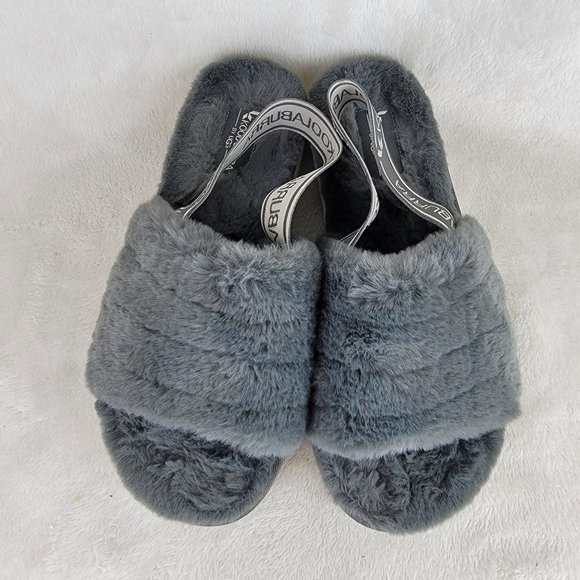 Koolaburra By UGG Women's Fuzz'n II Grey Faux Fur Sling Back Sandals Size 7 - Picture 2 of 7